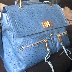 Rebecca Minkoff Lyric Blue Ostrich Leather Satchel